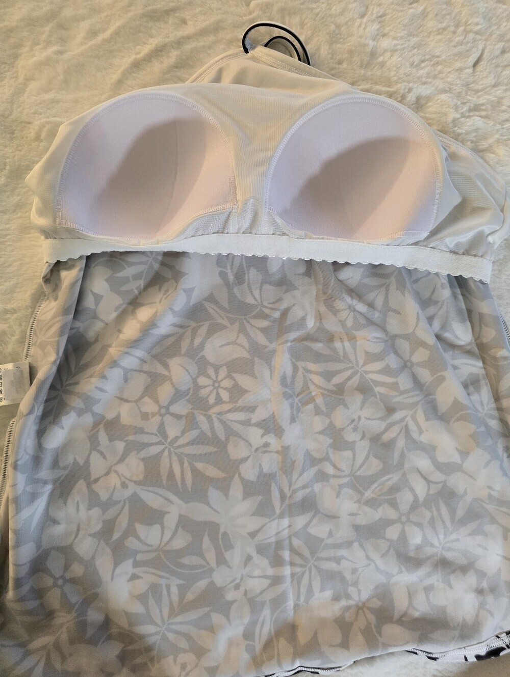 Lands' End Black and White Floral Tankini Top with Matching Swim Shorts (NWT) - Picture 5 of 13